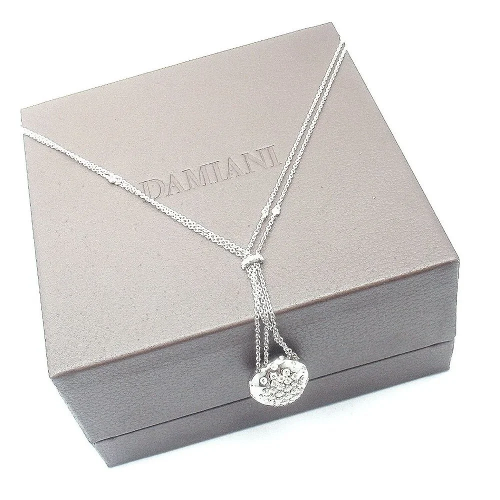 Authentic Damiani 18k White Gold Diamond Drop Cluster Pendant Necklace - Picture 11 of 12